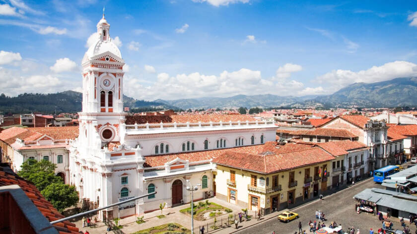 Historic center of Cuenca Ecuador with colonial architecture