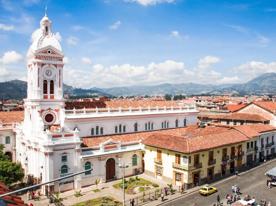 Historic center of Cuenca Ecuador with colonial architecture